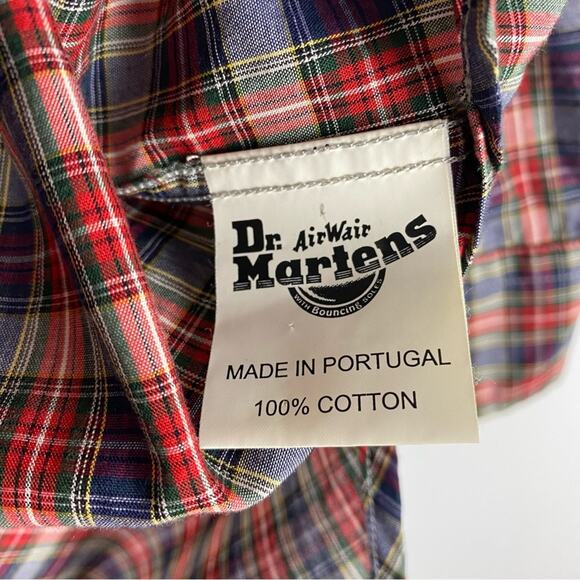 Dr Martens Men’s Red Plaid Cotton Button Down Shirt Size Small - Picture 7 of 13